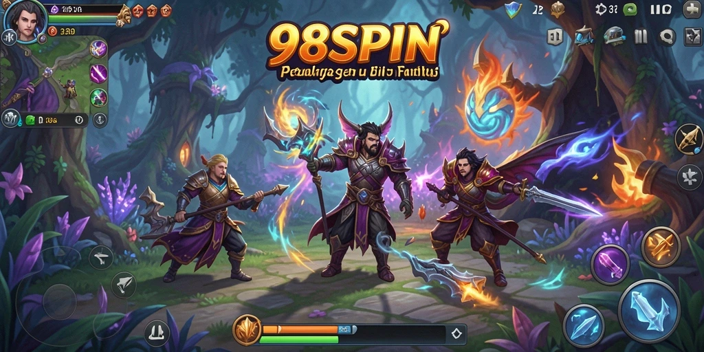 Tampilan gameplay <strong>98SPIN</strong> yang menampilkan eksplorasi dunia fantasi.