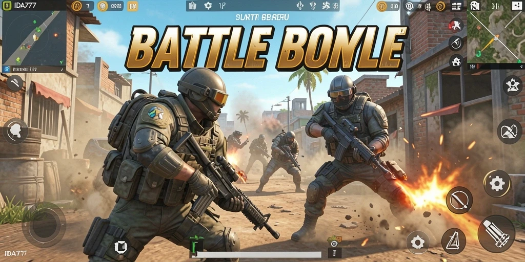 Tampilan gameplay seru di dalam IDA777 saat bertempur di peta luas.