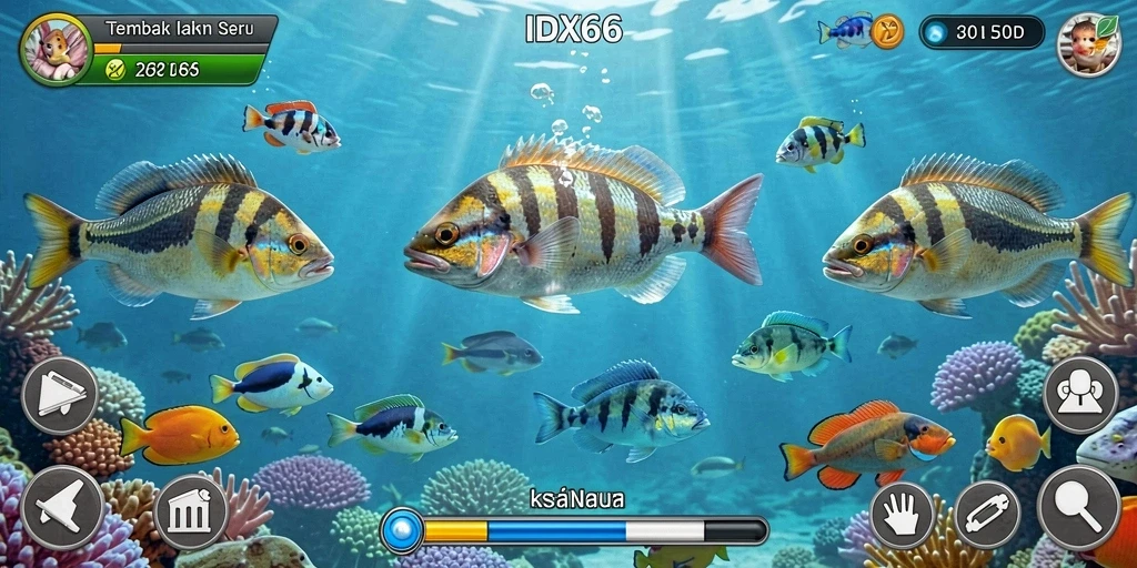 Tampilan gameplay Tembak Ikan yang menegangkan dan penuh aksi.