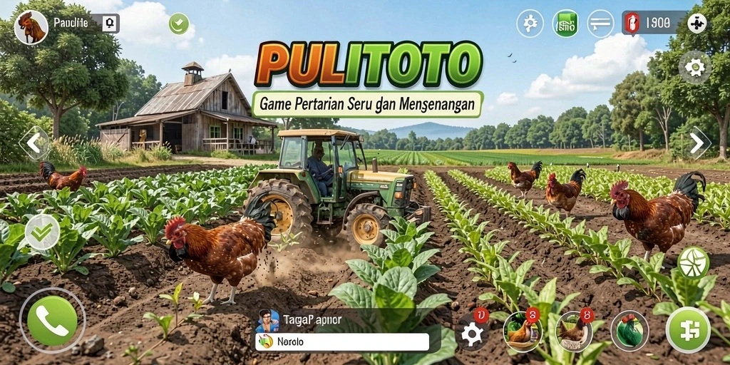 Tampilan seru gameplay PULITOTO dengan lahan pertanian yang subur.