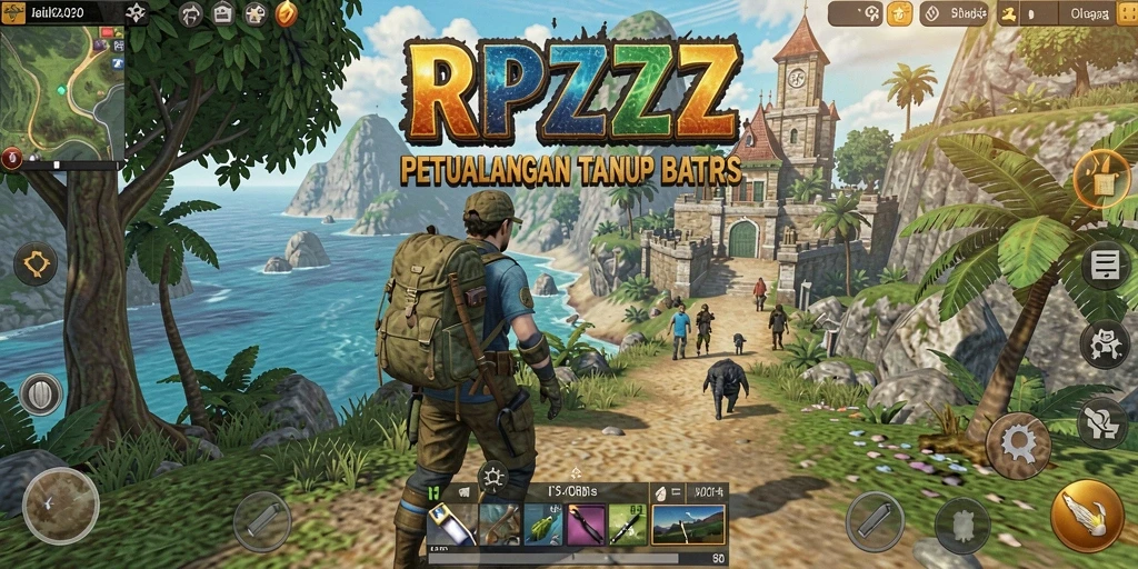 Tangkapan layar gameplay RPZZZ menampilkan petualangan di dunia terbuka yang luas.