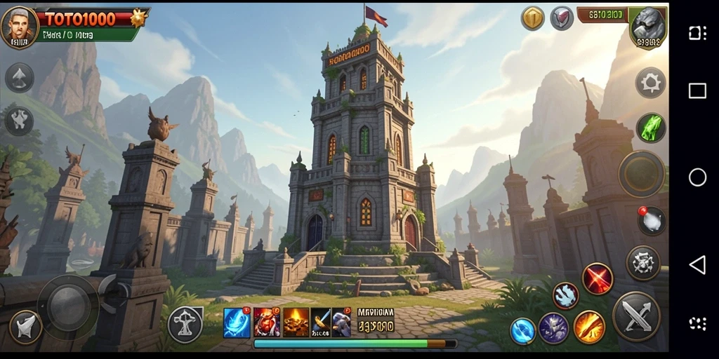 Gameplay TOTO1000 menampilkan pertahanan menara yang strategis dan seru.